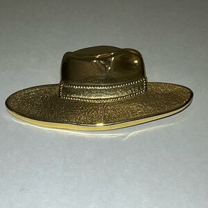 Vintage 80’s Gold Tone Cowboy Hat Brooch Pin, Cottagecore, Farmhouse Vibe